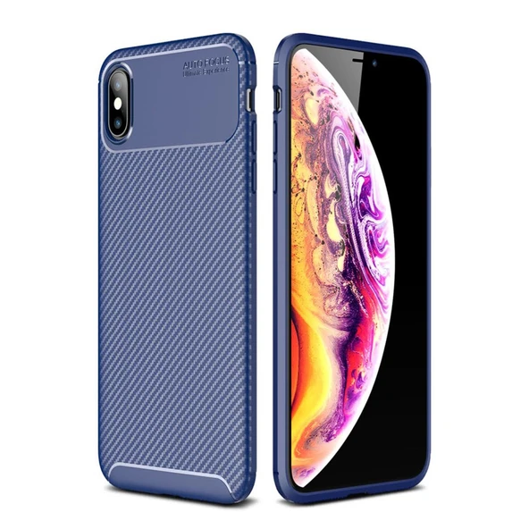 Apple İphone Xs Max Kılıf Auto Focus Karbon Kapak - Lacivert ürün görseli 1