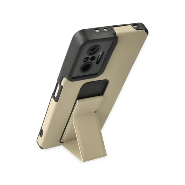 Xiaomi Redmi Note 10 Pro Kılıf Mega Standlı Silikon - Gold - Resim 3