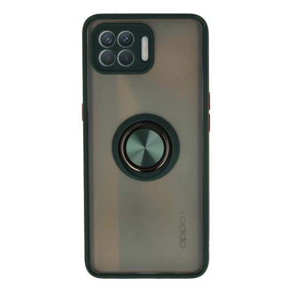Oppo Reno 4 Lite Kılıf Montreal Yüzüklü Silikon Kapak - Yeşil ürün görseli 1