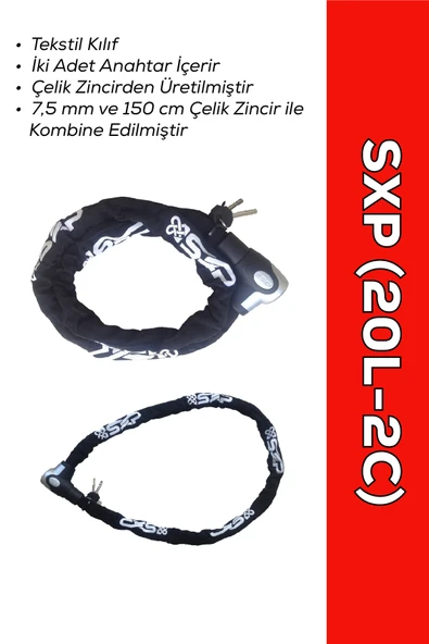 SXP ZİNCİR KİLİT 150CM (20L-2C) - Hırsızlığa Karşı Yüksek Güvenlik ürün görseli 1
