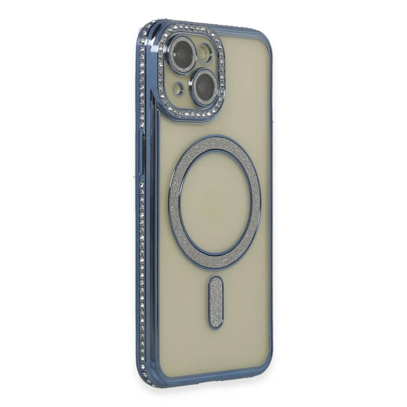 Apple İphone 15 Kılıf Joke Simli Magneticsafe Kılıf - Lacivert ürün görseli 1