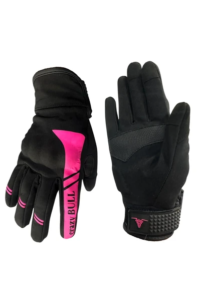MOTOKIT Crazybull Eagle Pembe Suya ve Rüzgara Dayanıklı 4 Mevsim Kadın Motosiklet Eldiveni + BUFF HEDİYELİ ürün görseli 1