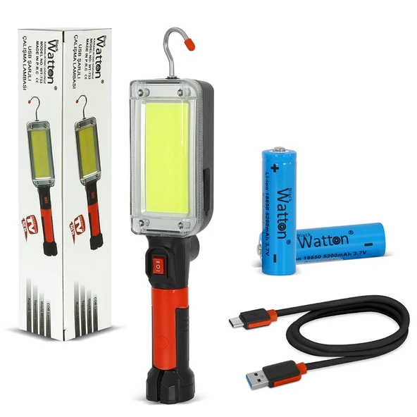 USB Şarjlı Oto Tamirci Çalışma Lambası – Manyetik, Askılı, Yüksek Parlak LED El Feneri WT-733 ürün görseli 1