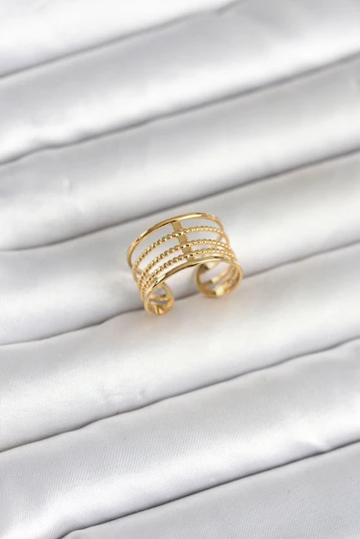 316L Çelik Gold Renk Vintage Model Kadın Yüzük TJ-BYK4173 ürün görseli 1
