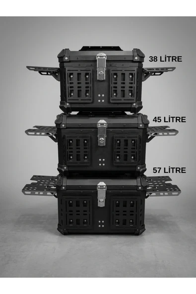 MOTOKIT 45 LİTRE UNİVERSAL ALÜMİNYUM PREMİUM MOTOSİKLET ÇANTASI SİYAH - Resim 2