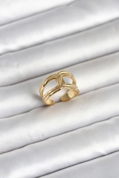 316L Çelik Gold Renk Düğüm Model Kadın Yüzük TJ-BYK4165 ürün görseli 1