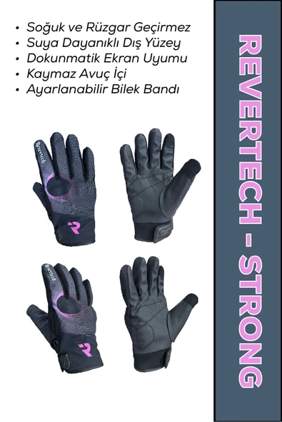 MOTOKIT Revertech Strong Pink Circle / Su ve Rüzgar Geçirmez Kışlık Motosiklet Eldiveni + BUFF HEDİYELİ ürün görseli 1