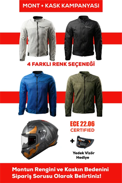 REVERTECH Şehir İçi Kullanıma Uygun Korumalı Yazlık Motosiklet Montu + HEDİYE AXXIS DRAKEN S PUMPKIN B4 KASK ürün görseli 1