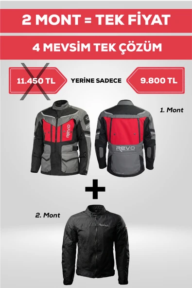 REVO 4 Mevsim Tek Paket Motosiklet Montu – Yazlık Fileli + Kışlık Mont ürün görseli 1