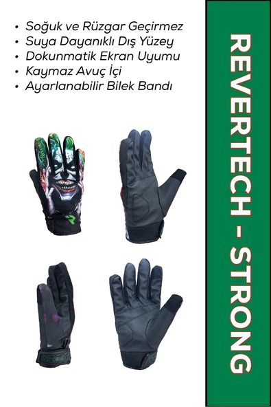 MOTOKIT Revertech Strong Joker / Su ve Rüzgar Geçirmez Kışlık Motosiklet Eldiveni + BUFF HEDİYELİ ürün görseli 1