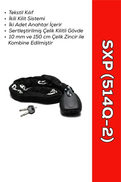 SXP ZİNCİR KİLİT 150CM (514Q-2) - Hırsızlığa Karşı Yüksek Güvenlik ürün görseli 1
