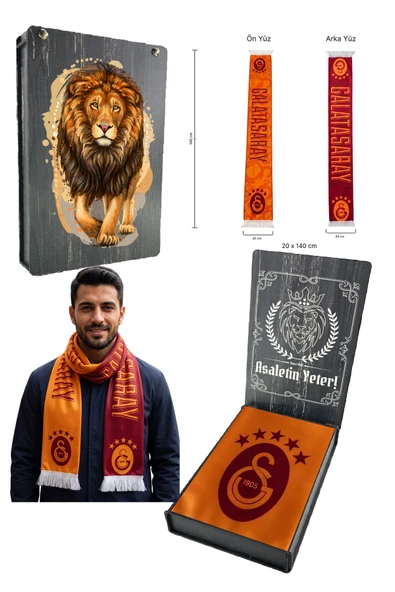 GALATASARAY ORİJİNAL LİSANSLI SARI KIRMIZI ŞAL ATKI UV KUTU HEDİYELİ ürün görseli 1