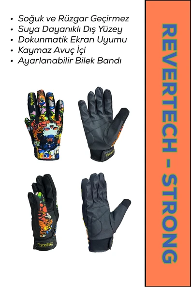 MOTOKIT Revertech Strong Monster / Su ve Rüzgar Geçirmez Kışlık Motosiklet Eldiveni + BUFF HEDİYELİ ürün görseli 1
