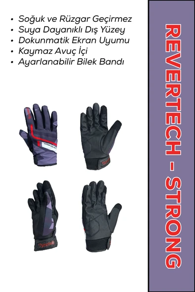 MOTOKIT Revertech Strong Purple / Su ve Rüzgar Geçirmez Kışlık Motosiklet Eldiveni + BUFF HEDİYELİ ürün görseli 1