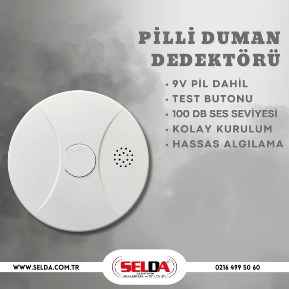 SD-60 Pilli Duman Dedektörü, 9V - Resim 2