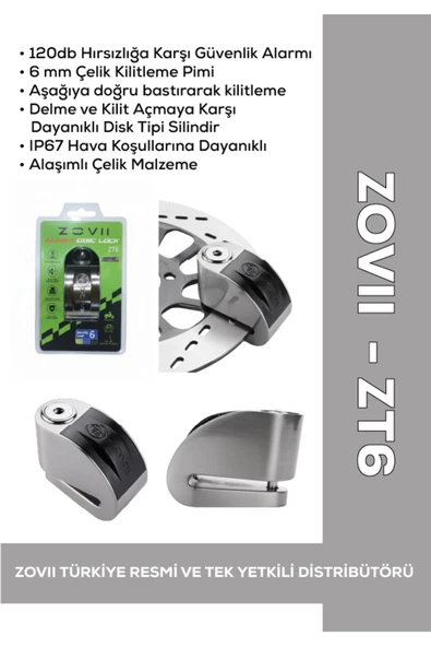 ZOVII ZT6 | Gri 120 dB Alarmlı Motosiklet Disk Kilidi – IP67, Su Geçirmez, Çelik Güvenlik Kilidi ürün görseli 1