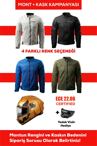 REVERTECH Şehir İçi Kullanıma Uygun Korumalı Yazlık Motosiklet Montu + HEDİYE AXXIS DRAKEN S PUMPKIN C3 KASK ürün görseli 1