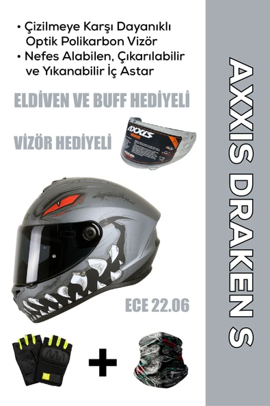 AXXIS Draken S Forza B5 / Mat Red Full Face Motosiklet Kaskı - İntercom Uyumlu, DOT VE ECE 22.06 + ELDİVEN ve BUFF HEDİYELİ ürün görseli 1