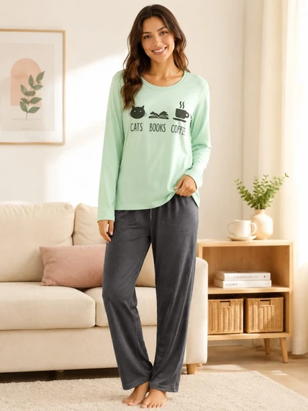 Kadın Yeşil Pijama Takımı ürün görseli 1