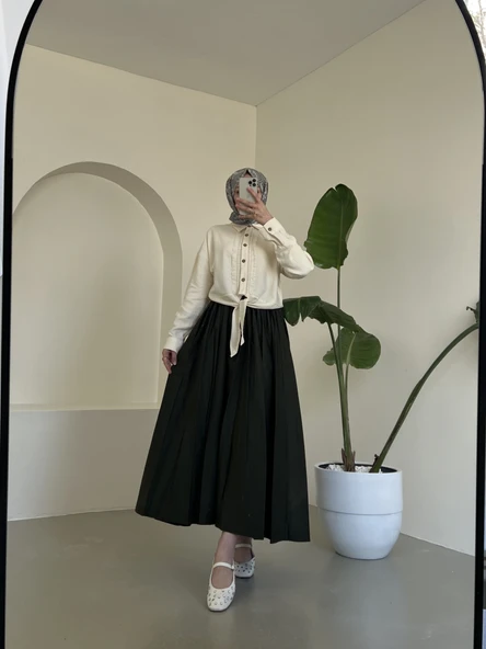Vera Paraşüt Etek - Haki - Resim 4