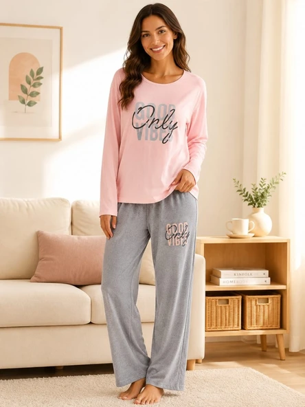 Kadın Pudra Pijama Takımı ürün görseli 1