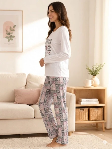 Kadın Beyaz Pijama Takımı - Resim 2