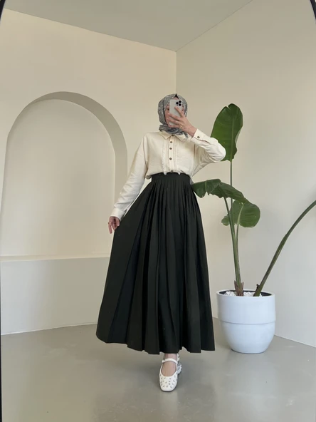 Vera Paraşüt Etek - Haki - Resim 3