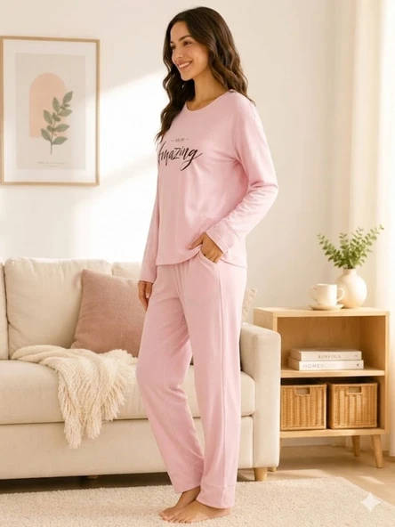 Kadın Pudra Pijama Takımı - Resim 2