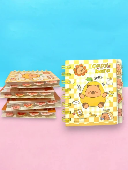 Capy Bara Not Defteri - Mini Telli A7 Not Defteri - Sarı ürün görseli 1