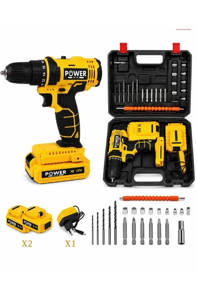 POWER BLACK MATKAP 12 V ÇANTALI 24 PARÇALI 2 BATARYALI LOKMA SETLİ ürün görseli 1