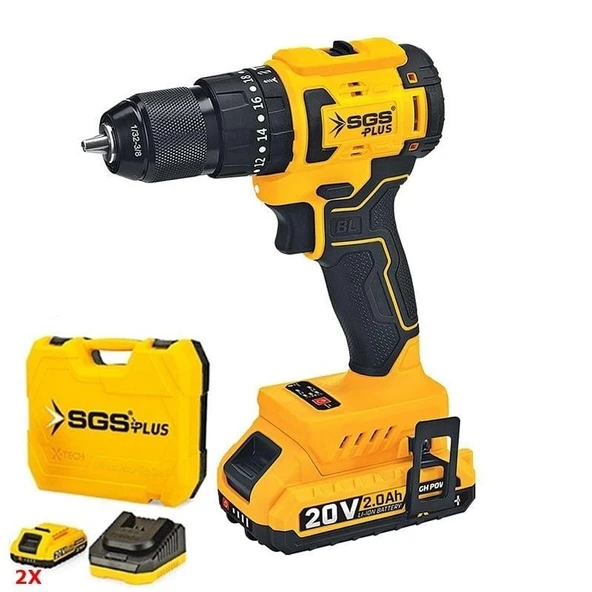 SGS Profesyonel 2 Vites Kömürsüz Motor Şarjlı Darbeli Matkap Seti 20V / 45Nm / 2,0 Ah( Çift Akü ) ürün görseli 1