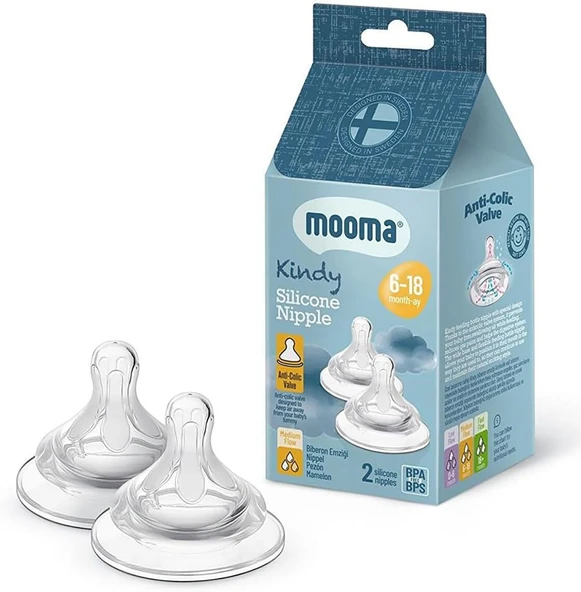 Mooma Kindy Biberon Emzik 2'li Orta Akış TP-0002 ürün görseli 1