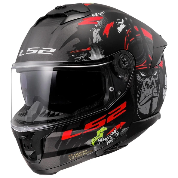 LS2 STREAM 2 ANGRY MONKEY M. BLACK RED KASK ürün görseli 1