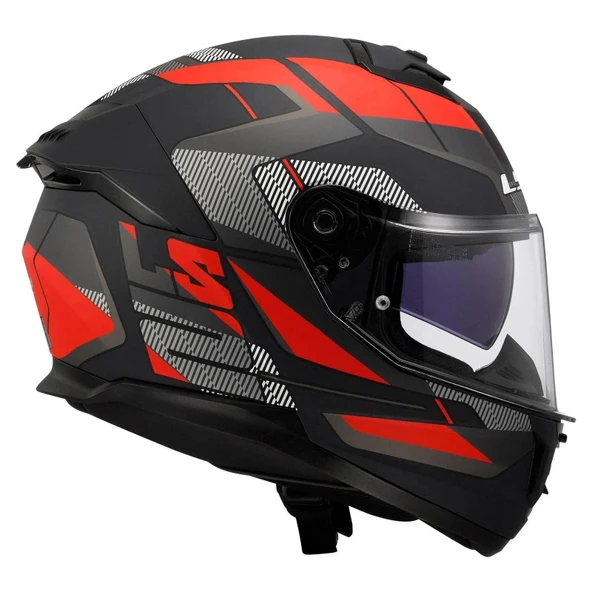 LS2 STREAM 2 ROAD MAT BLACK TITANIUM RED - Resim 3