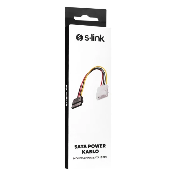 S-Link Sata Power Kablo Molex 4 Pin to Sata 15 Pin Dönüştürücü Çevirici ürün görseli 1