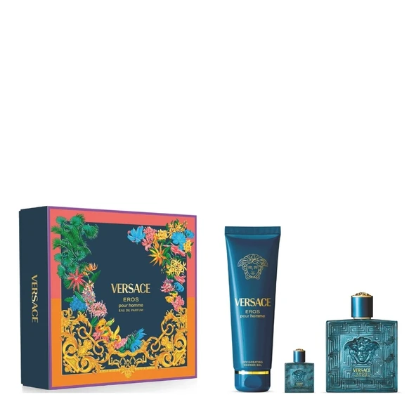 Versace Eros Edp 100 ml Parfüm + Duş Jeli 150 ml + EDP 5 ml - Erkek  Seti. ürün görseli 1