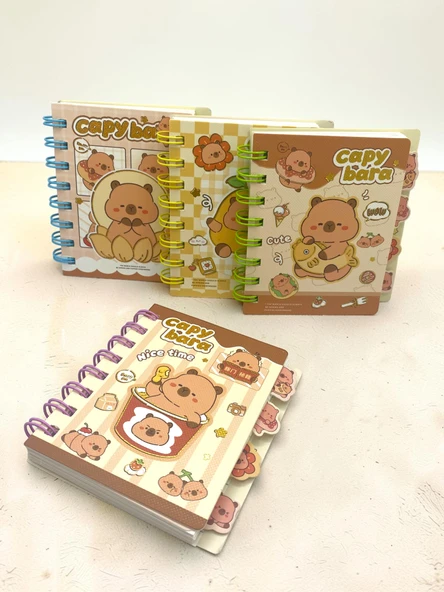 Capy Bara Not Defteri - Mini Telli A7 Not Defteri - Mor - Resim 2