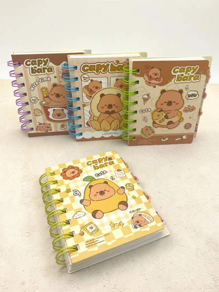 Capy Bara Not Defteri - Mini Telli A7 Not Defteri - Sarı - Resim 2