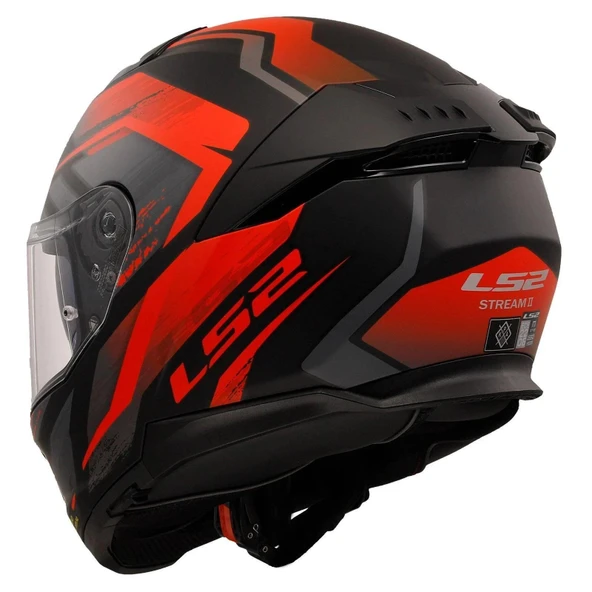 LS2 STREAM 2 FURY MAT BLACK RED KASK - Resim 4