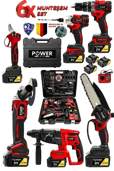 POWER BLACK ultra lüks 6 li set 3 bataryalı 5 ürün kırmızı ürün görseli 1