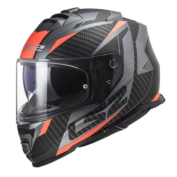 LS2 STORM 2 RACER MAT TITANIUM ORANGE KASK ürün görseli 1
