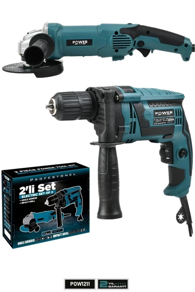 POWER BLACK Profesyonel Elektrikli 2'li Set Taşlama,Matkap ürün görseli 1