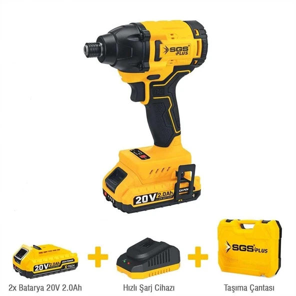 SGS SGS5500 20 V Akülü Darbeli Vidalama Seti – Kömürsüz Motor 330 Nm Tork-2×2.0 Ah ürün görseli 1