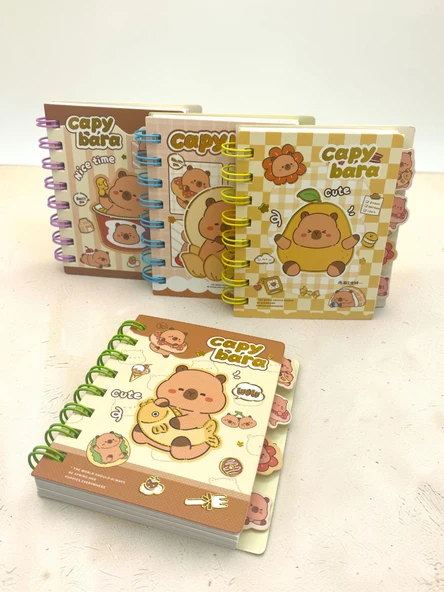 Capy Bara Not Defteri - Mini Telli A7 Not Defteri - Yeşil - Resim 2
