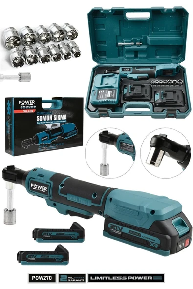 POWER BLACK 21V Akülü Darbeli Cırcır Kolu – 3/8" Profesyonel Somun Sıkma & Sökme ürün görseli 1