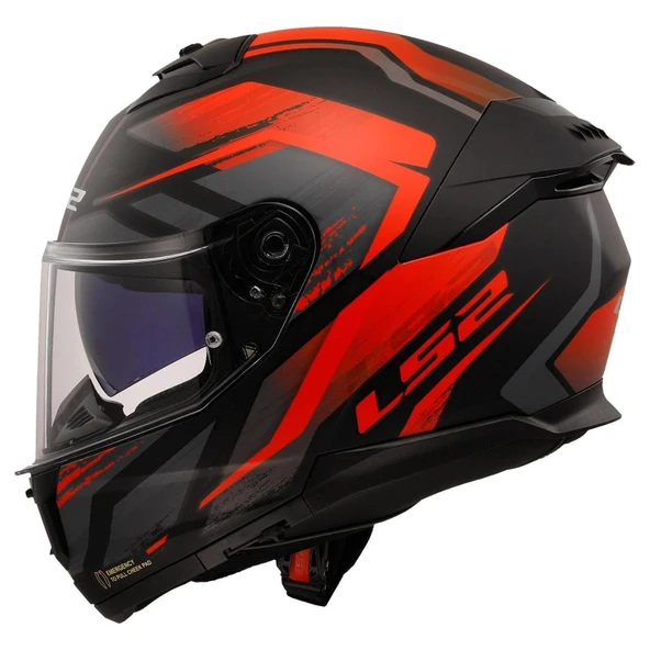 LS2 STREAM 2 FURY MAT BLACK RED KASK - Resim 2