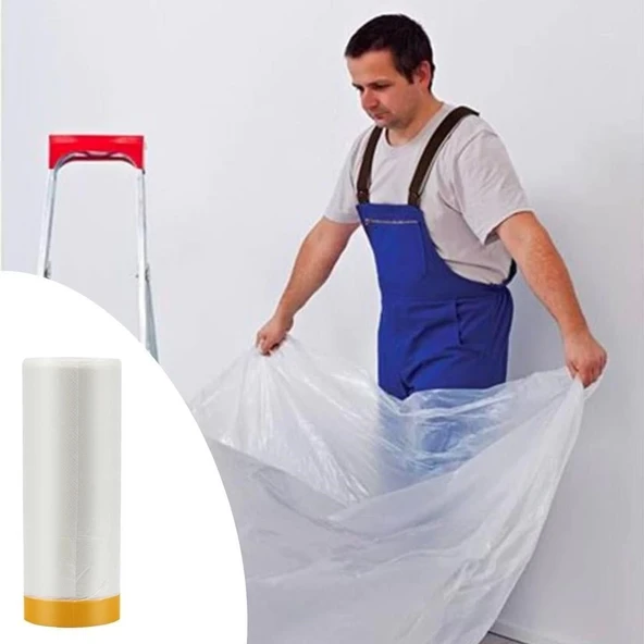 Boya Badana Eşya Koruma Hışır Örtüsü 180cm x 15 mt Yapışkanlı Hışır Örtü ürün görseli 1