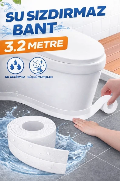 Su Sızdırmaz Geçirmez Yapışkanlı Bant Mutfak Mermer Lavabo Banyo Çok Amaçlı İzolasyon Bandı 3.2mt ürün görseli 1