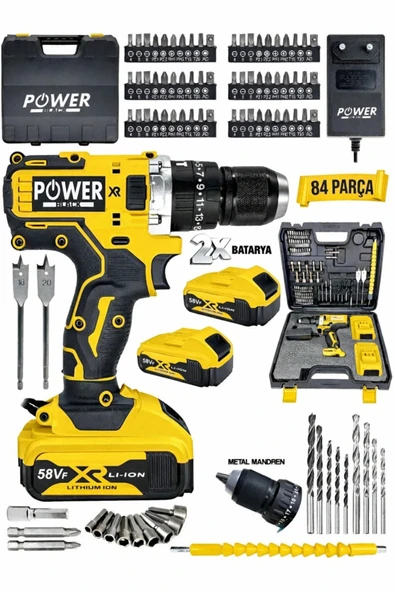 POWER BLACK 147 PARÇA ÇELİK MANDERL DARBELİ 2 BATARYA 1 ŞARJ CİHAZLI ürün görseli 1