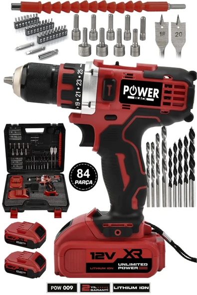 POWER BLACK 12 V 82 PCS ÇELİK MANDREL MATKAP VİDALAMA ürün görseli 1
